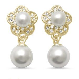 Gold Pearl Drop Earrings